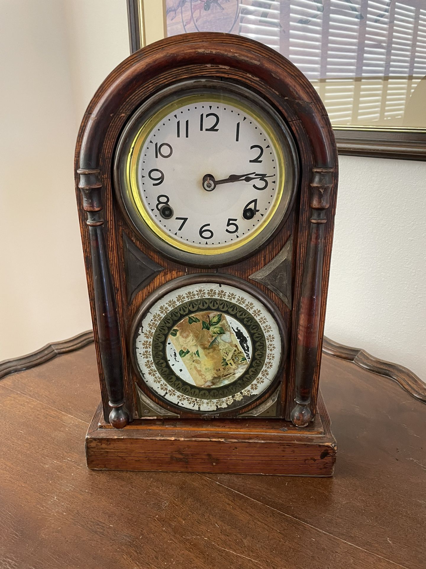 Antique Clock And Key - $50.00