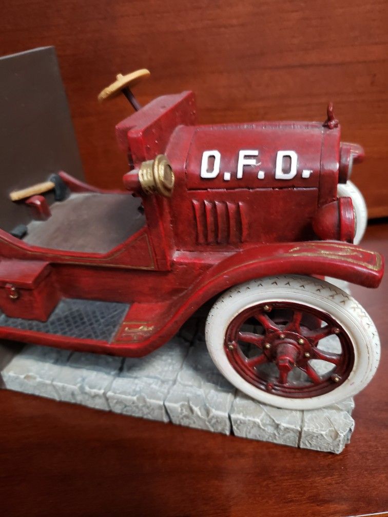 Vintage Fire Truck Model Bookends
