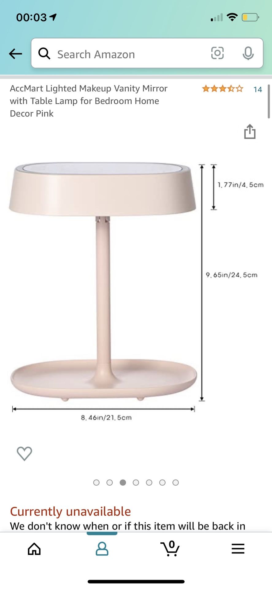 Makeup mirror adjustable LED Pink