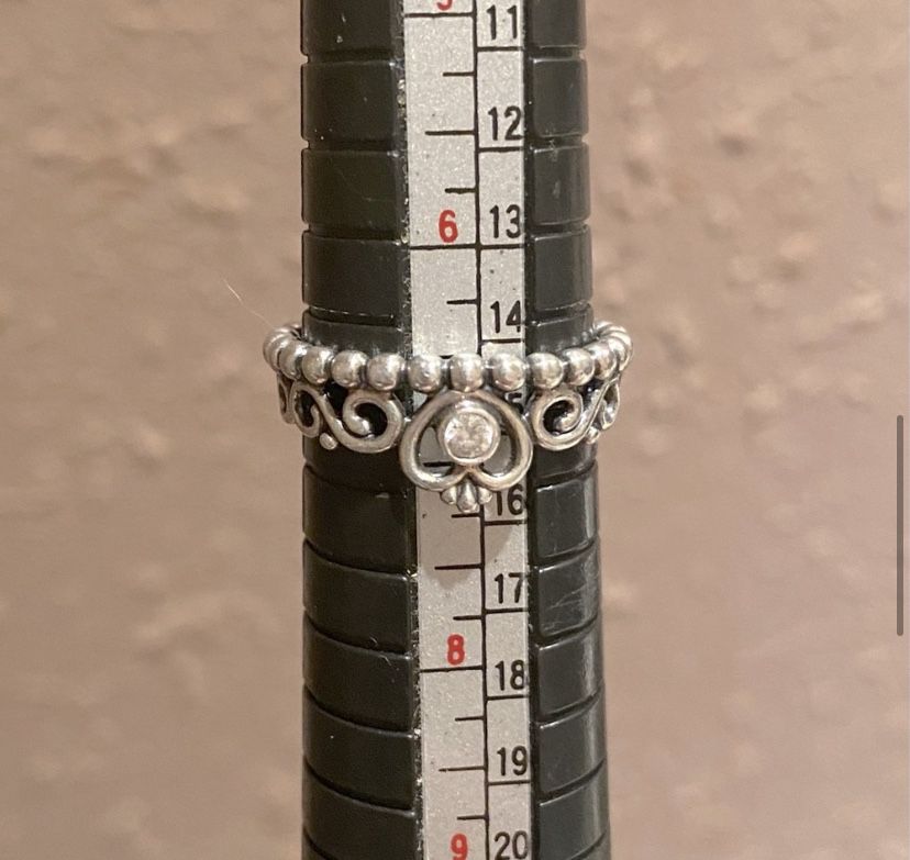 Authentic Pandora Sterling Silver Princess Tiara Crown Ring Sz 6.5