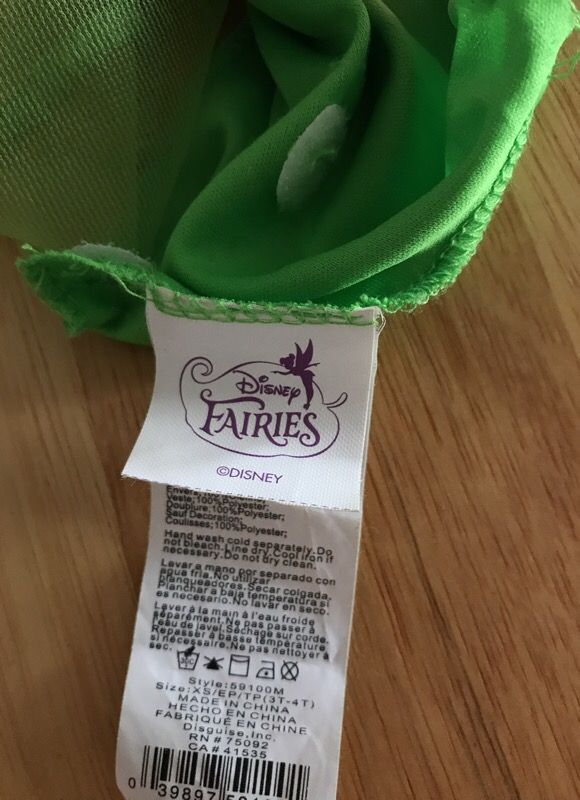 Disney Fairies/Princess Tinkerbell Costume 3T-4T
