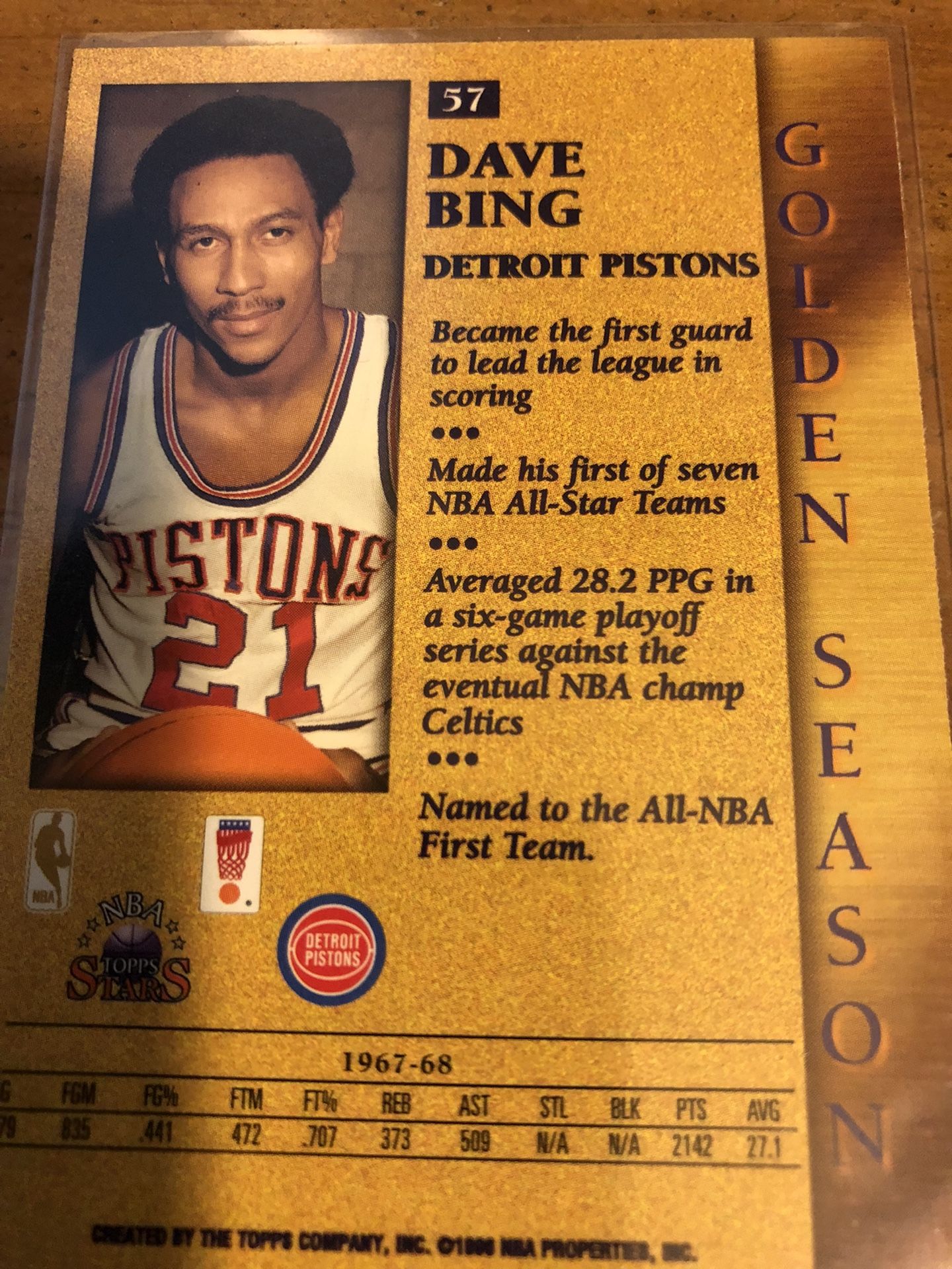 Dave Bing Detroit Pistons 1968