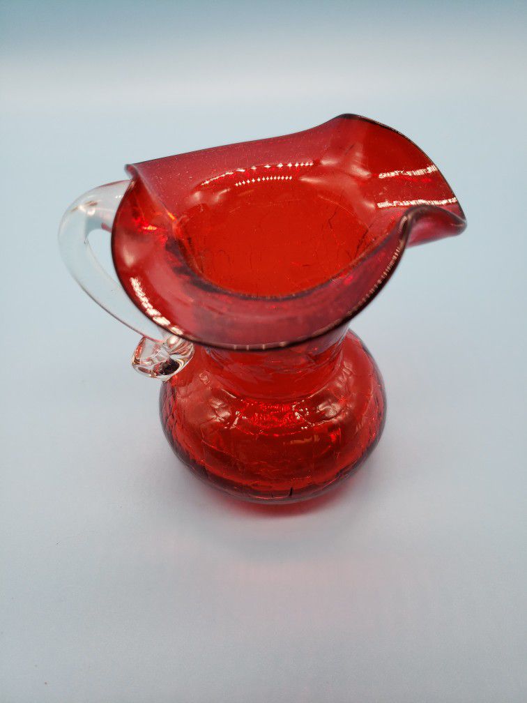 Ruby Red Crackle Glass