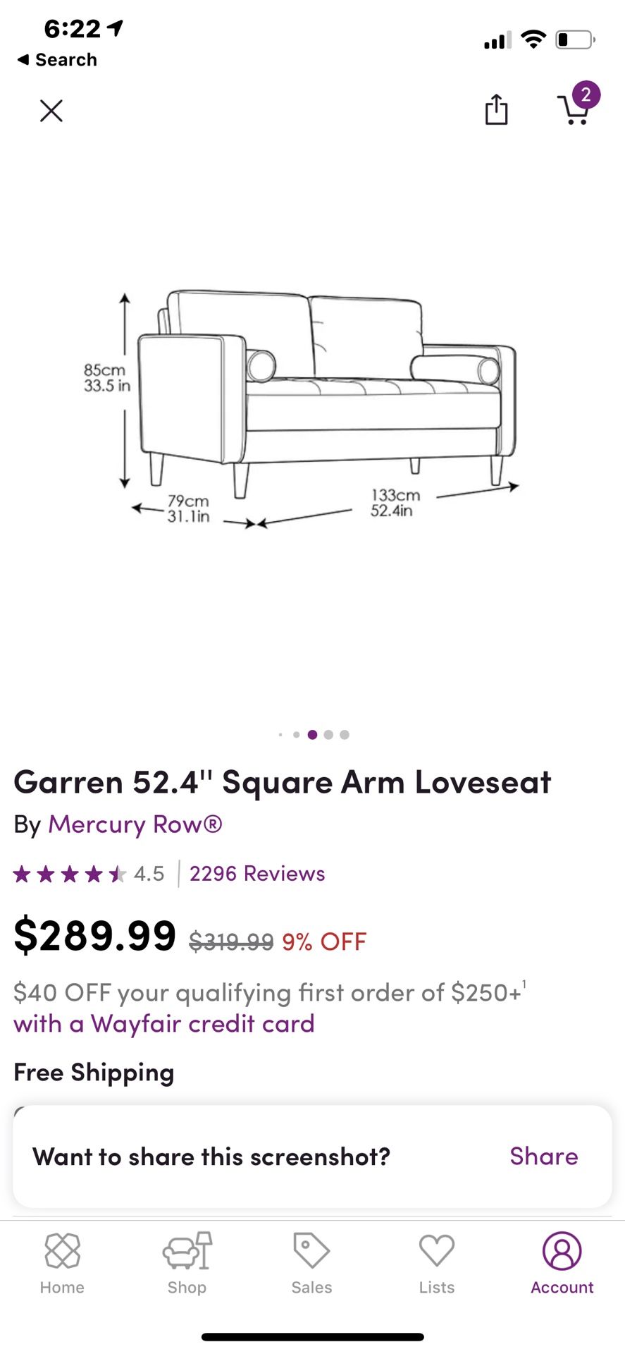 MUST GO GREY LOVESEAT