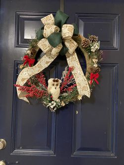 Christmas decoration owl wreath Thumbnail