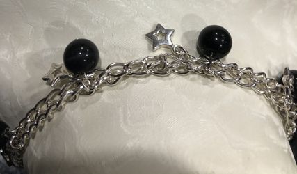 Bracelet ,925 silver Star charms & Moonstone,8.5” Thumbnail