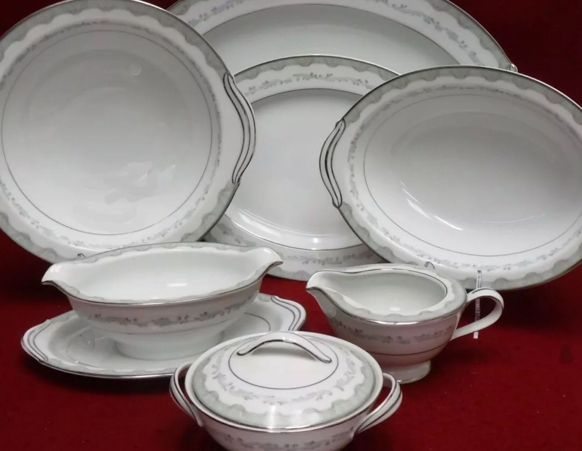 NORITAKE china MARGARET 6243 pattern 8-piece HOSTESS Serving SET