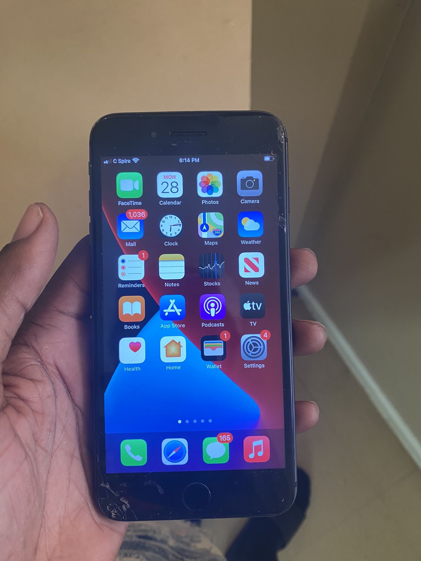CSpire Iphone 8 Plus Space Grey 64GB With Otterbox $200 Or Best Offer slight crack in bottom corner of screen everything works perfectly.