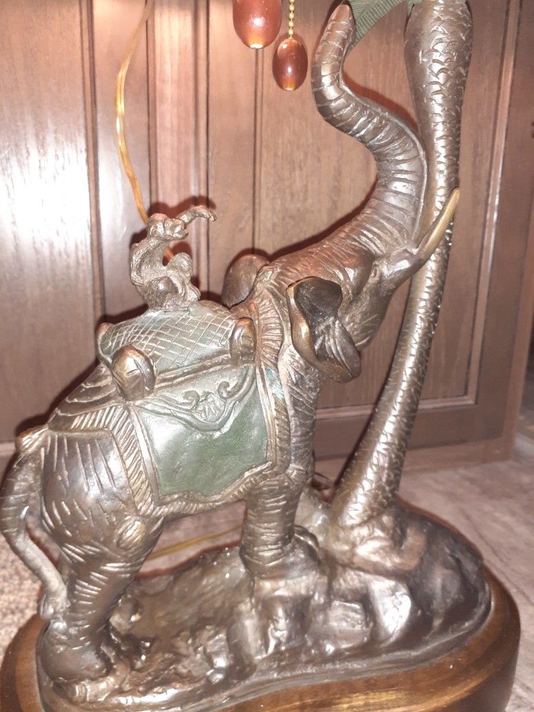 Frederick Cooper Safari Collection Bronze Elephant & Monkey Table Lamp