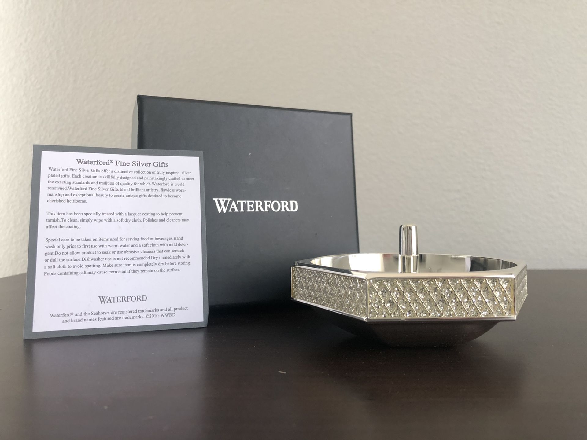 Waterford Crystal, Lismore Diamond Silver Ring Holder