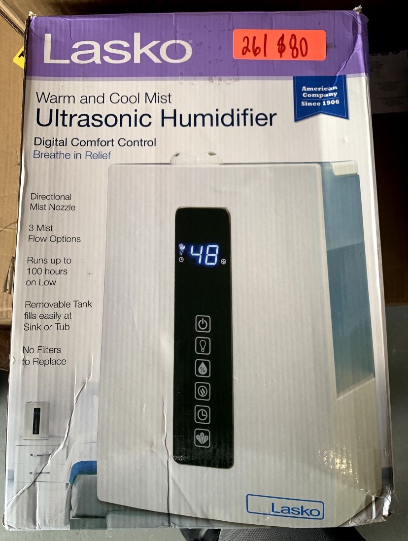 Lasko Warm & Cool Humidistat & Soothing Ultrasonic Dual Mist Humidifiers