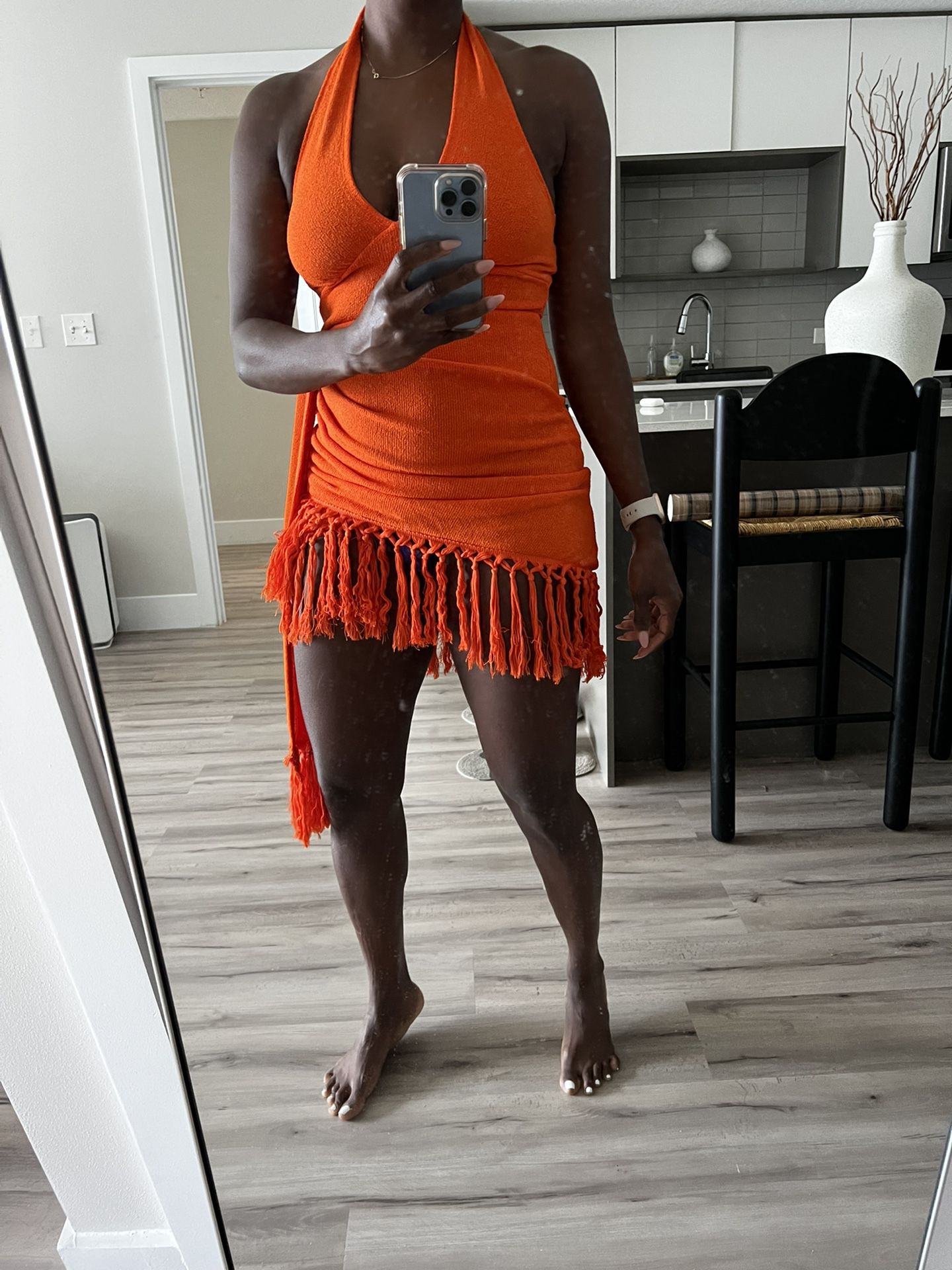Orange Halter Top Dress 