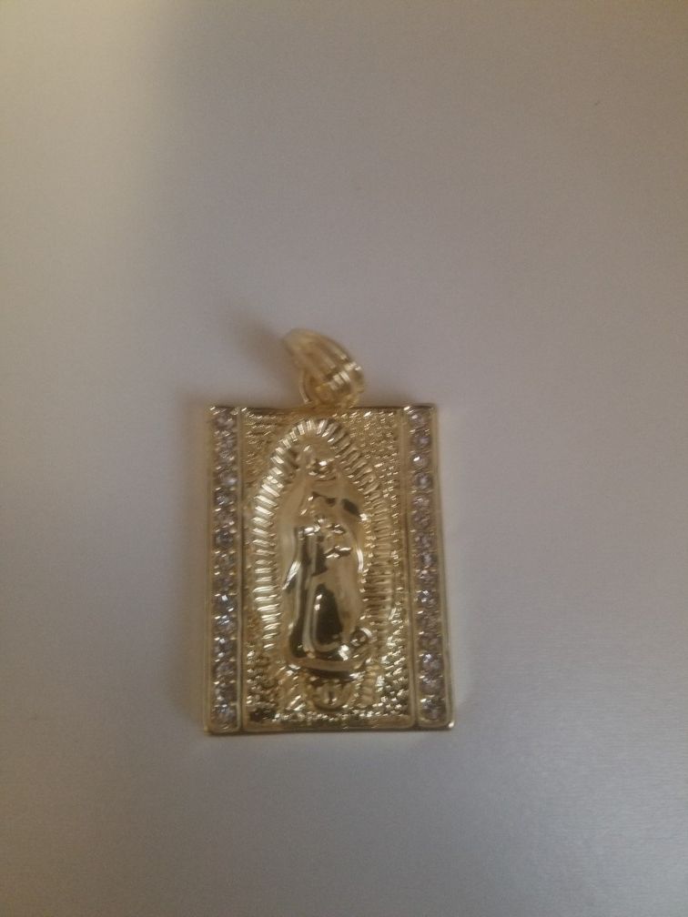 Necklace Men's gold-plated hip hop iced Brock Virgin Mary pendant