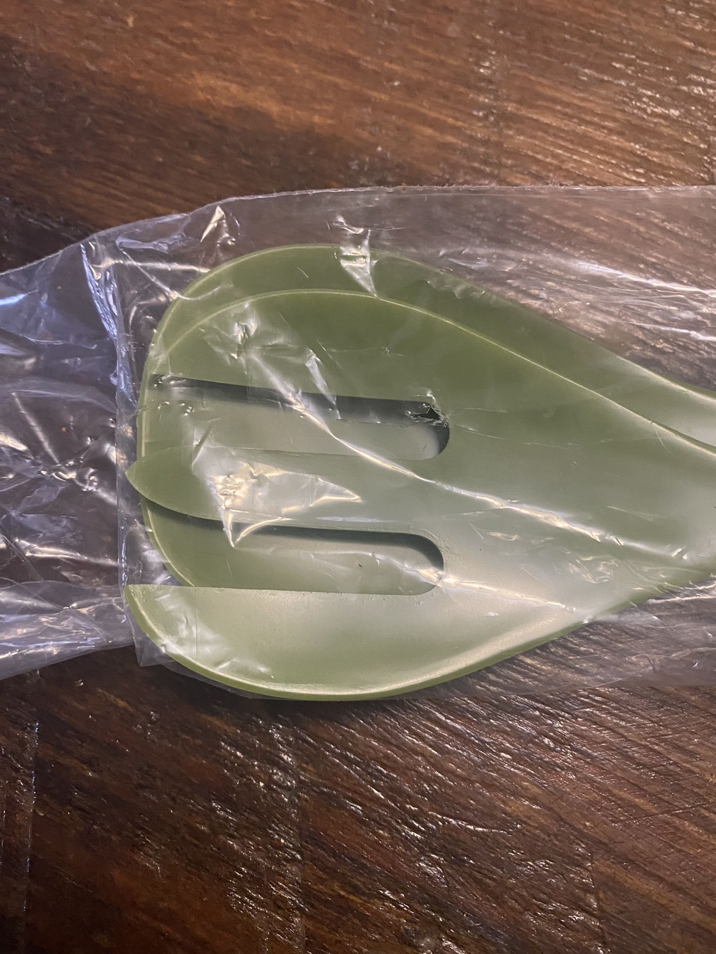 Vintage Melamine Raffiaware Serving Spoon Salad Spoon Utensils Green. Still in original unopened package 20” long and 2 1/2” diameter