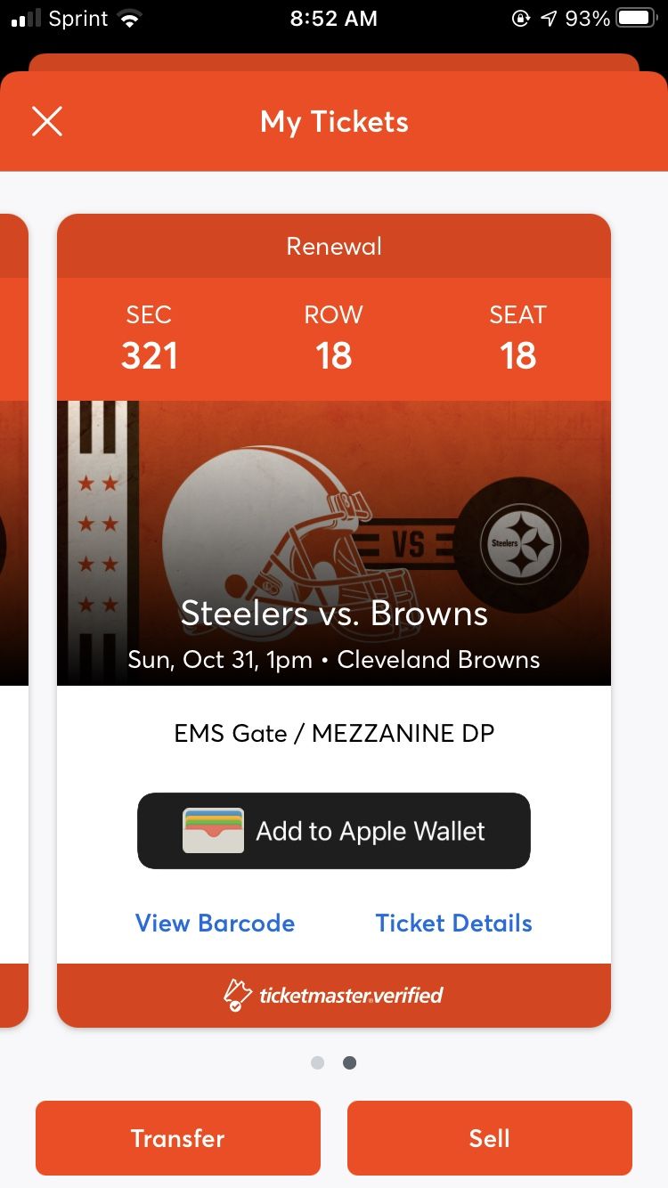 BROWNS/STEELER TICKETS