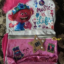 Brand New Kids Pink Backpack Trolls  Thumbnail