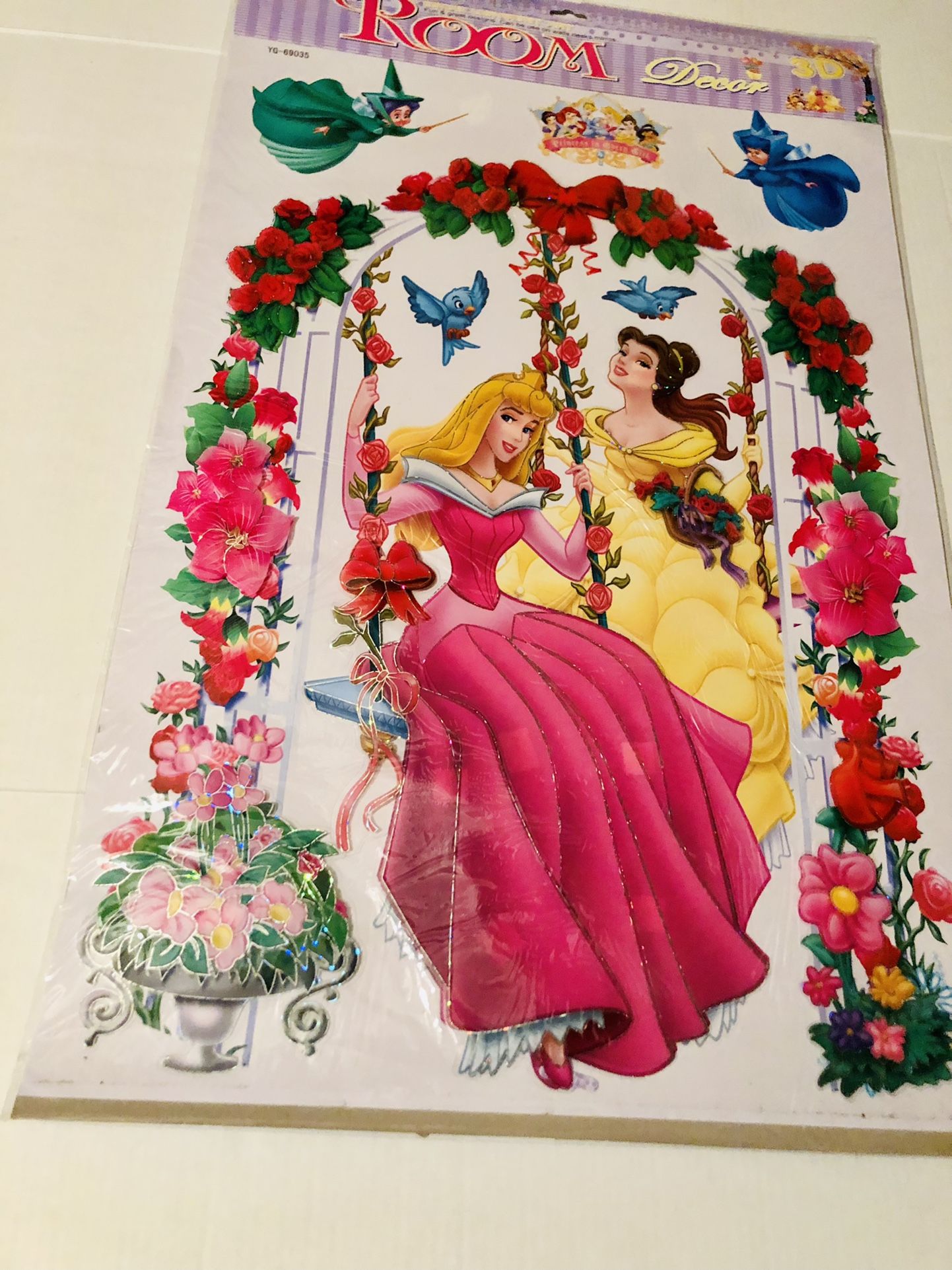 Disney Princess 3D Wall, Mirror or Window Sticker Absolutely Stunning Some of the Decals Pop out and look realistic 35x22 Inches 4 available listi
