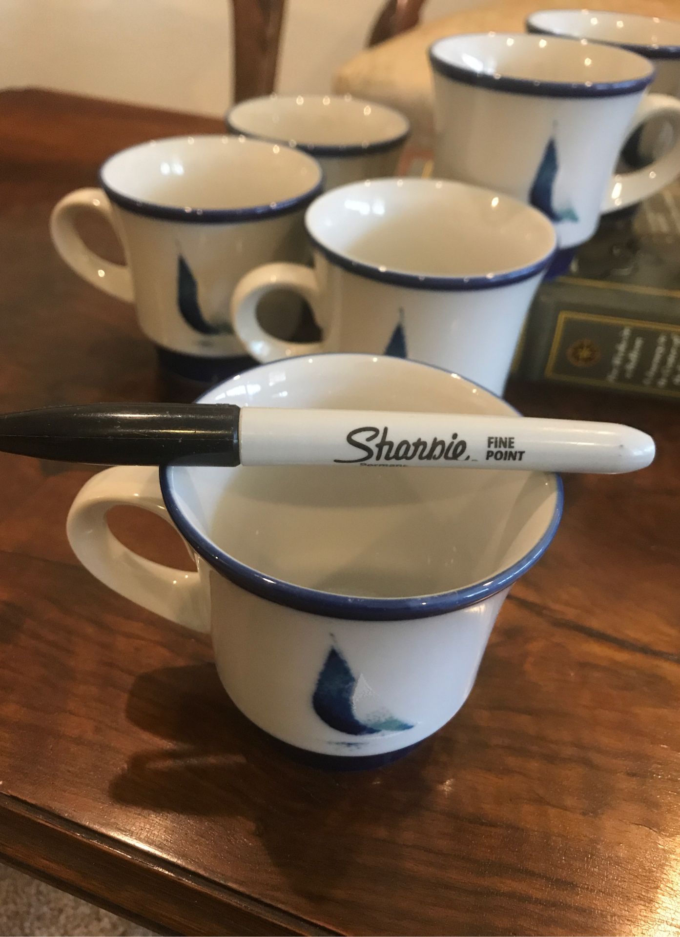 Noritake Sailboat 7 coffee/tea cups