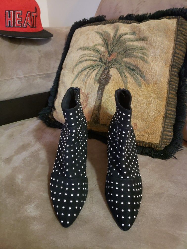 BLACK BOOTIES WITH SILVER SEQUINS-BRAND NEW