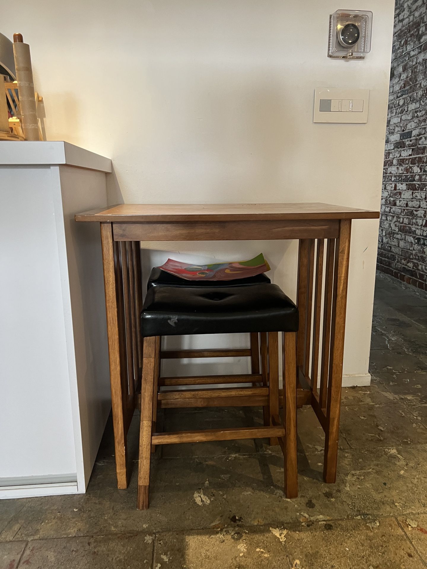 Wooden Table And 2 Stools