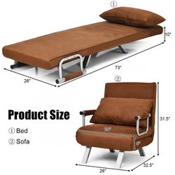 NEW Convertible Sleeper Bed Sofa with Pillow Home Use Thumbnail