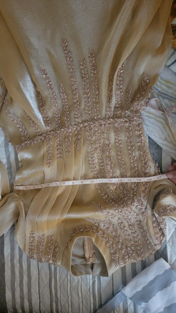 Tan Gold Modest Chiffon Dress