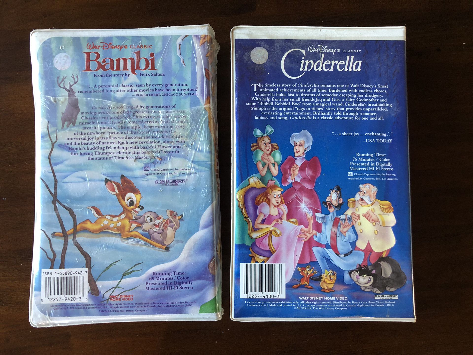 Set of VHS Disney movies. Black Diamond Editions.