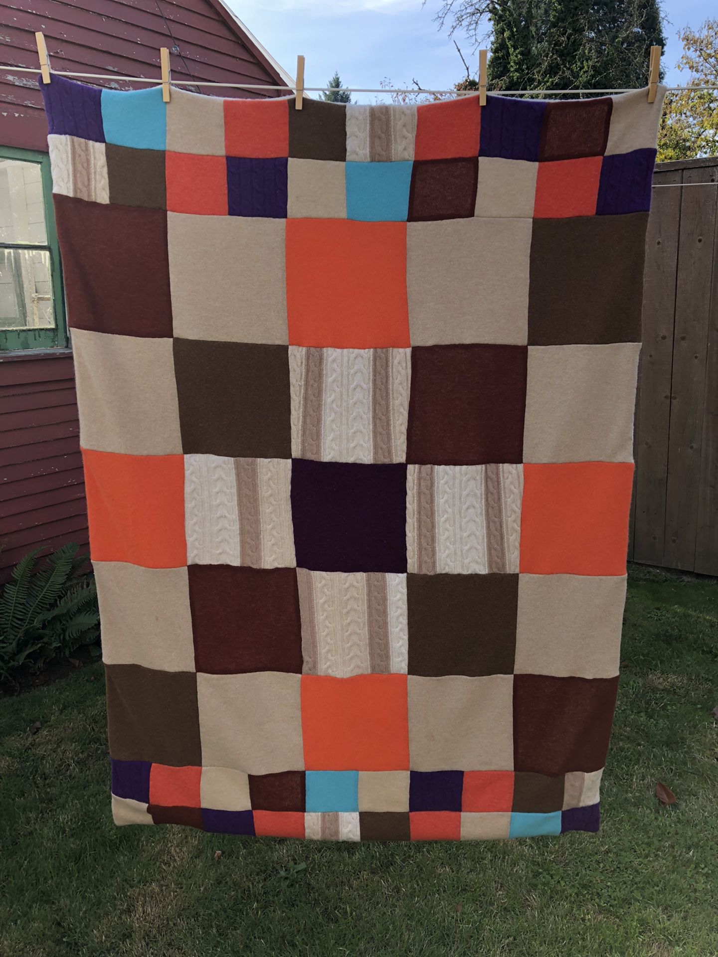 Up cycled cashmere throw blanket