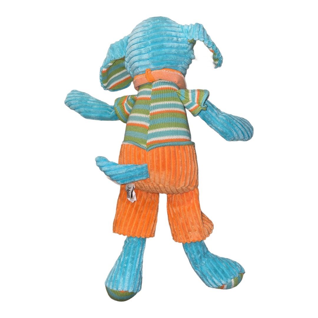 Maison Chic Puppy Dog Soft Plush TURQUOISE/ORANGE Deluxe Baby Toy approx “23