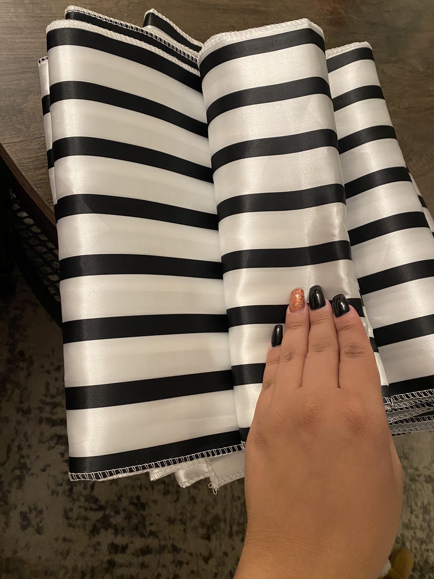 Satin Table Runner Black And White