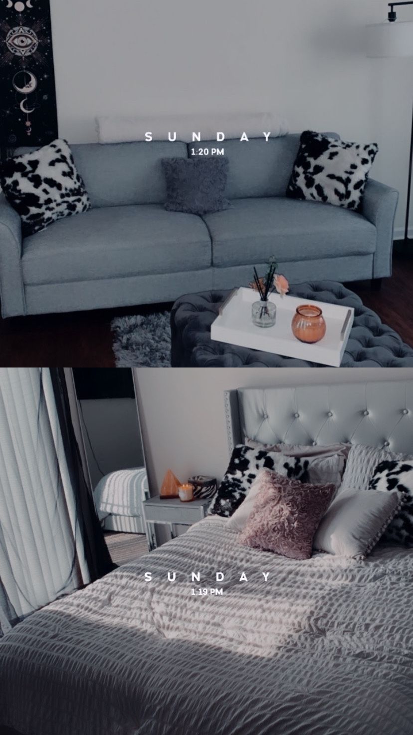couch and queen size bed
