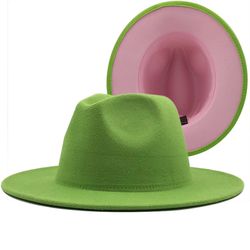 Two Tone AKA Pink and Green Fedora Hat: Choose Your Color Thumbnail
