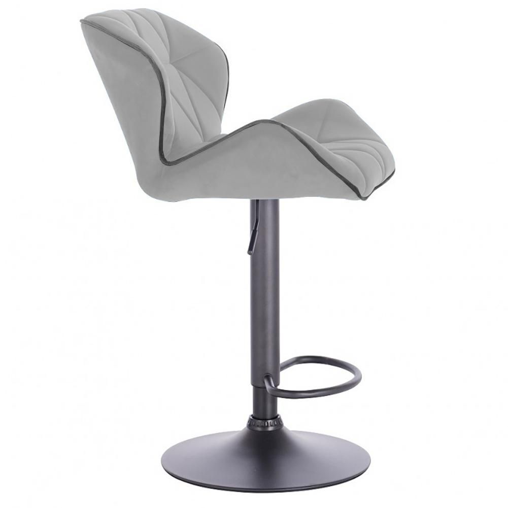 Modern Home Luxe Spyder Contemporary Adjustable Barstool/Bar Chair with 360° Rotation (Black Base, Light Gray/Dark Gray Piping)