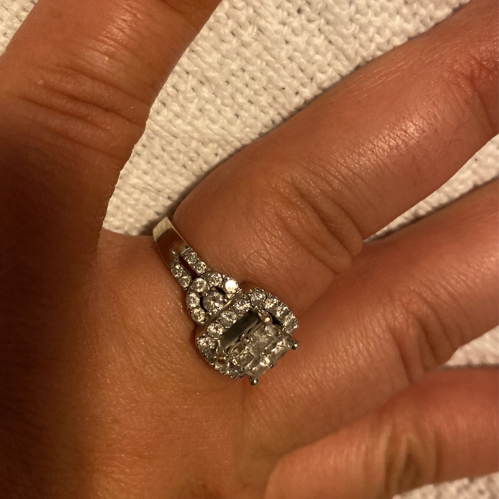 Wedding Engagement Ring 14k White Gold 3 Carot Diamonds