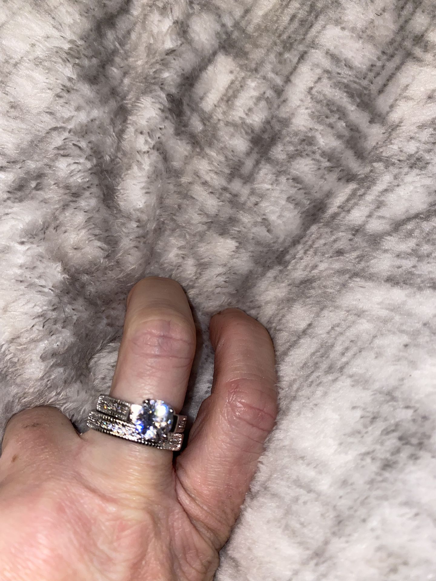 2 Band Wedding Set With Cz Diamonds 2ct Round Solitaire With Matching Band