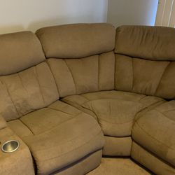 Sectional Couch w/ 3 Reclining Seats. Cup holder Cooling, heated Seats, And Massage Features . Thumbnail