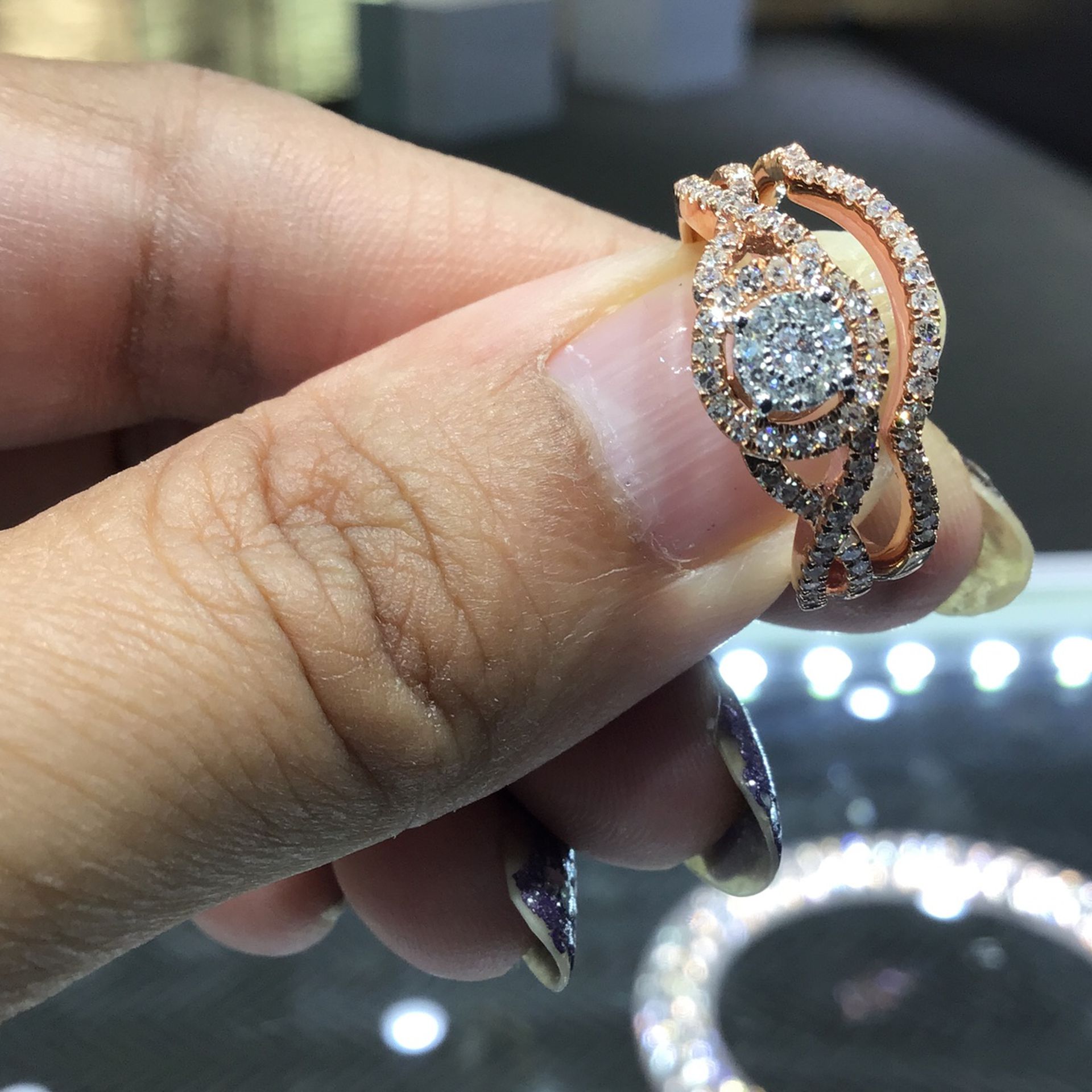 10k Rose Gold Diamond Bridal Set With Big Diamond 0.50ct Diamond ..best Quality Diamond …💎💎💎💎