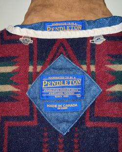 Mens Jean Jacket Pendleton Denim Jacket Wool Interior Mens Jacket SZ LARGE MAKE AN OFFER!! Thumbnail
