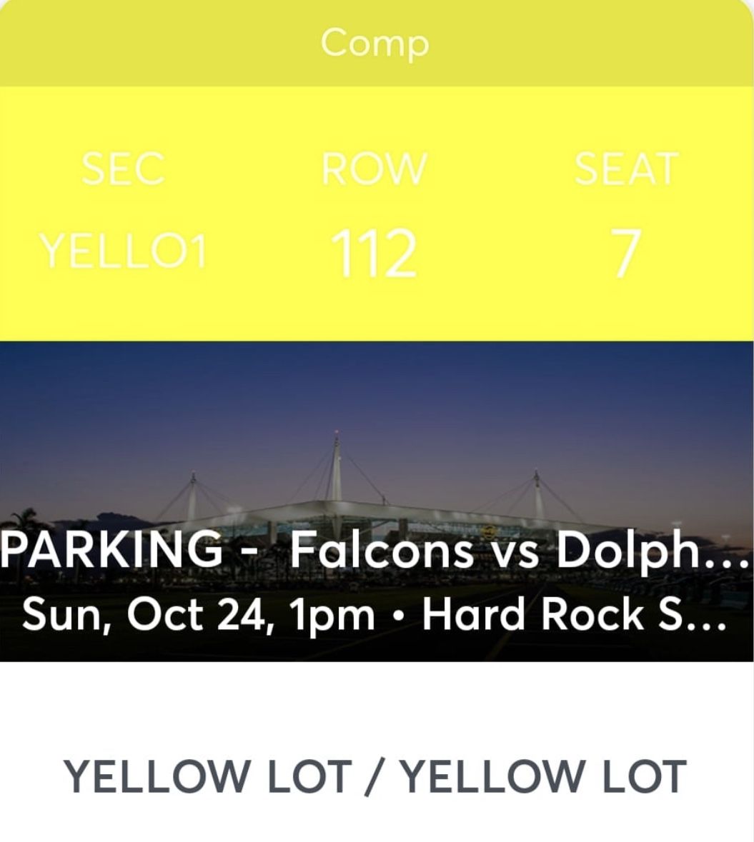4 Tickets w/Parking (Falcons vs Dolohins) 10/24