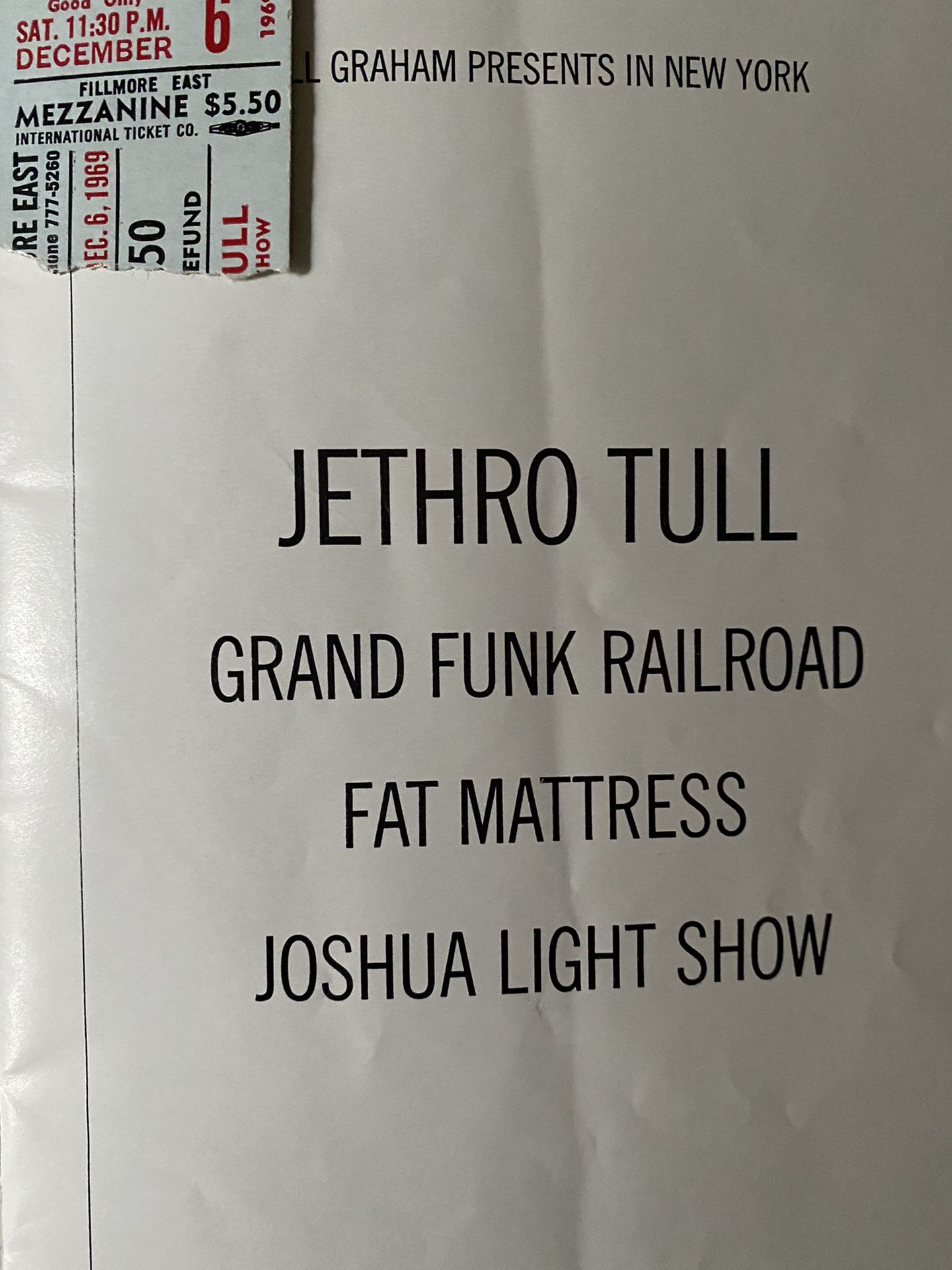 Fillmore East Programs And Concert tickets