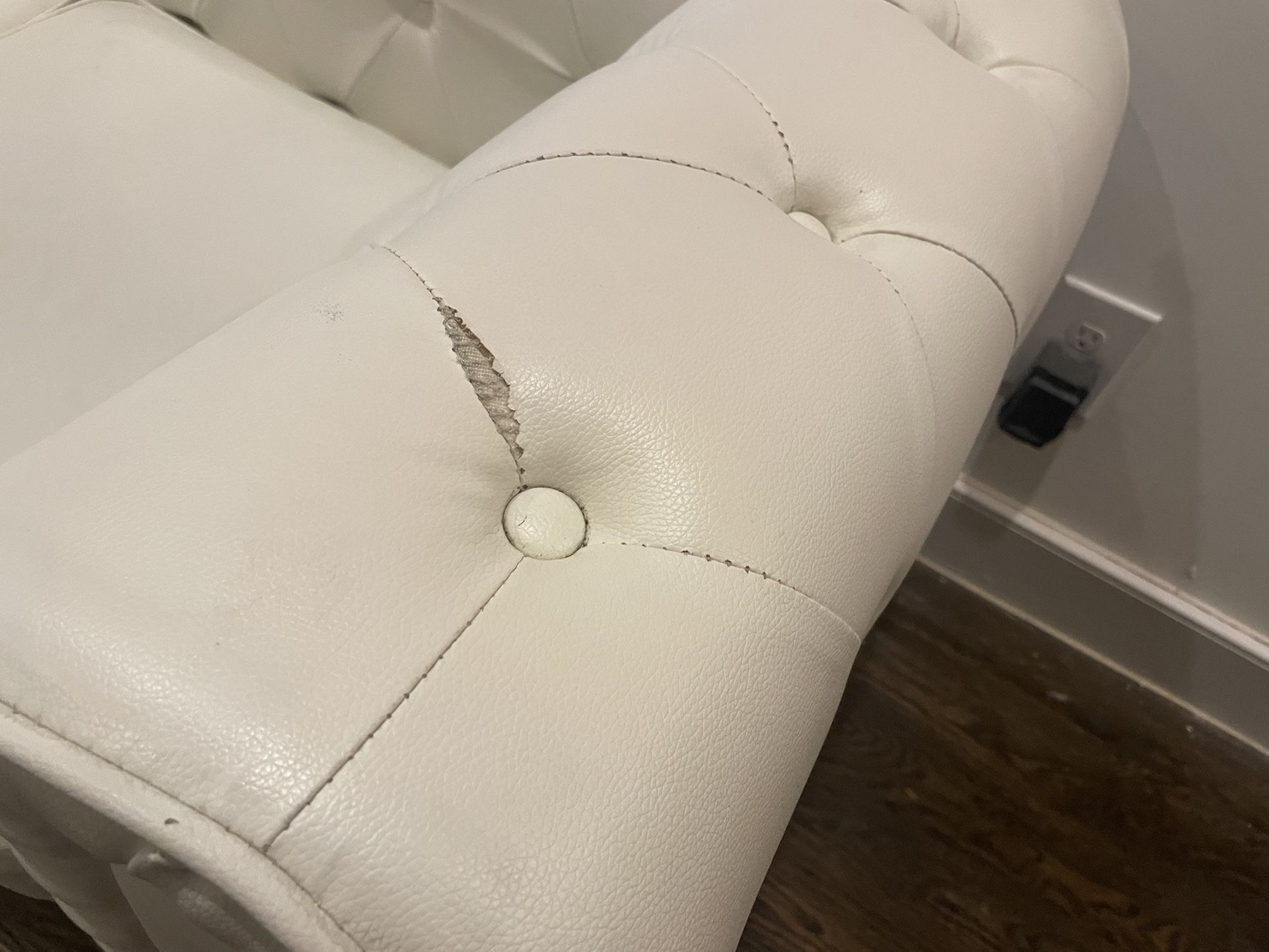 White Leather Tufted Couches