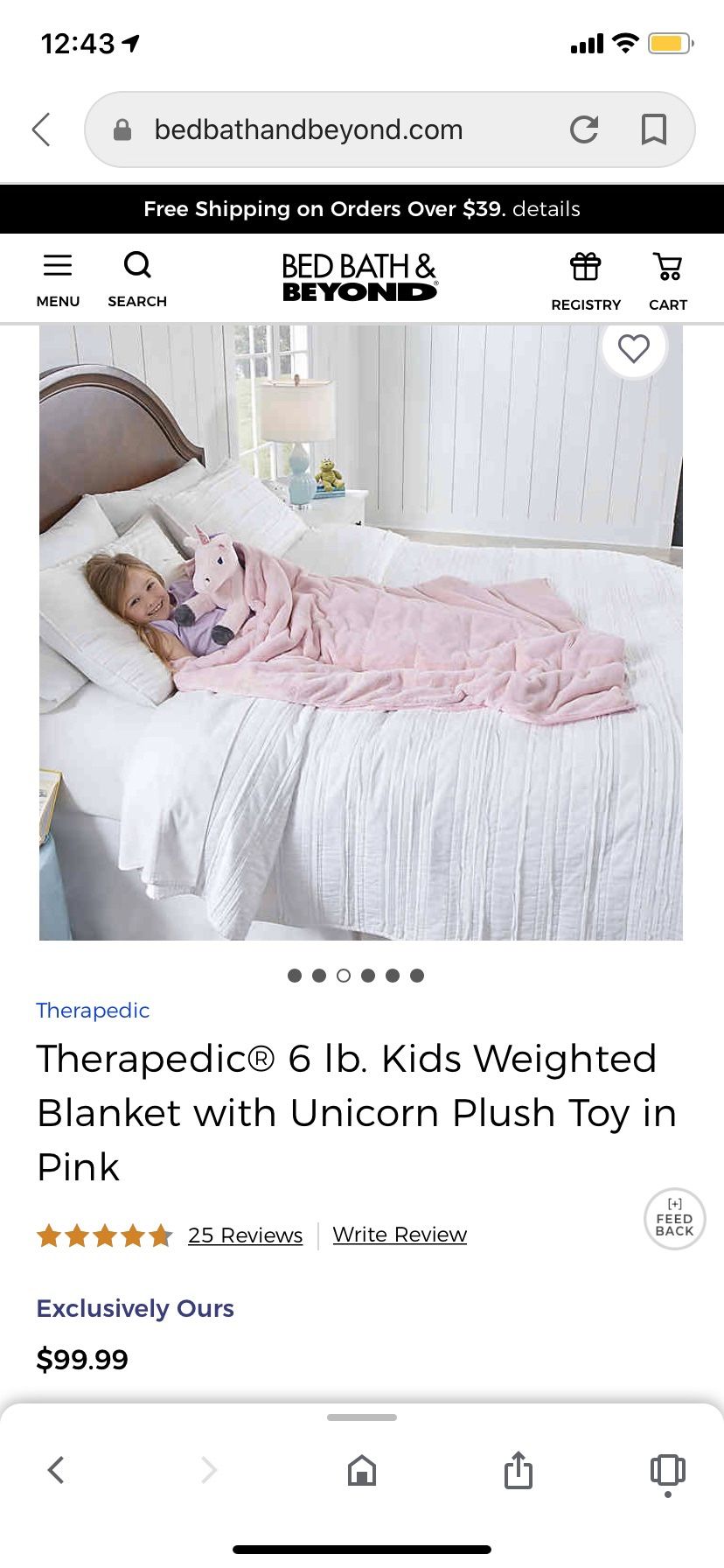 Therapedic girls weighted blanket and buddy