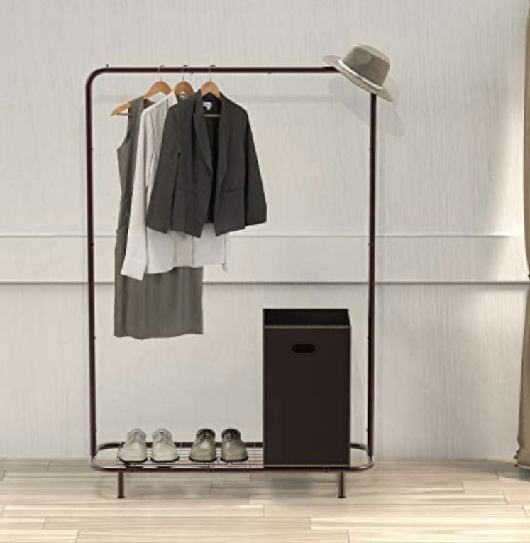 Clothing Garment Rack With Bottom Shelf