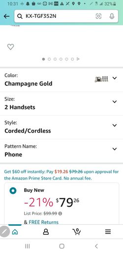 Panasonic KX-TGF352 Digital Corded/Cordless Answering System Champagne Gold Thumbnail