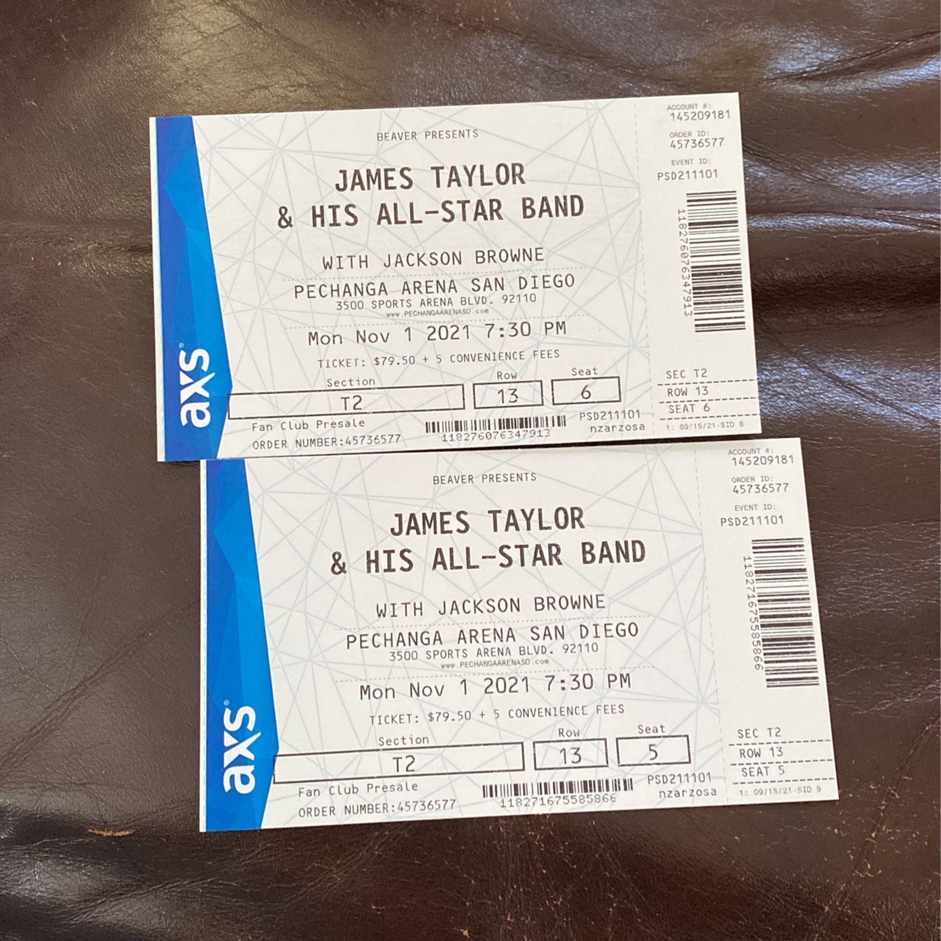 James Taylor N Jackson Browne Tickets 