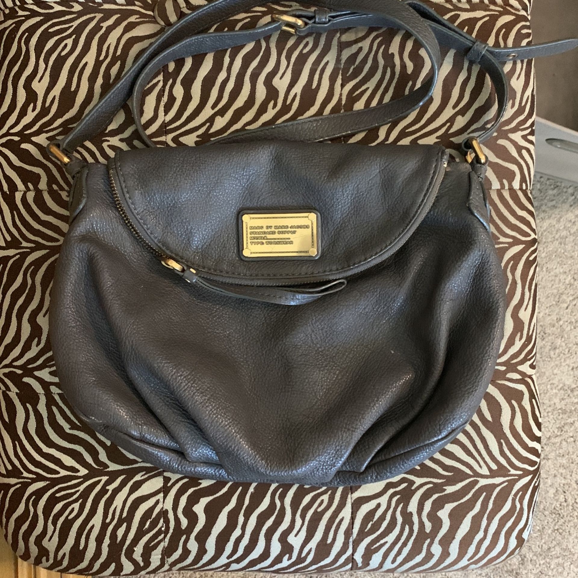 Gray Leather Marc By Marc Jacobs Purse Shoulder Bag