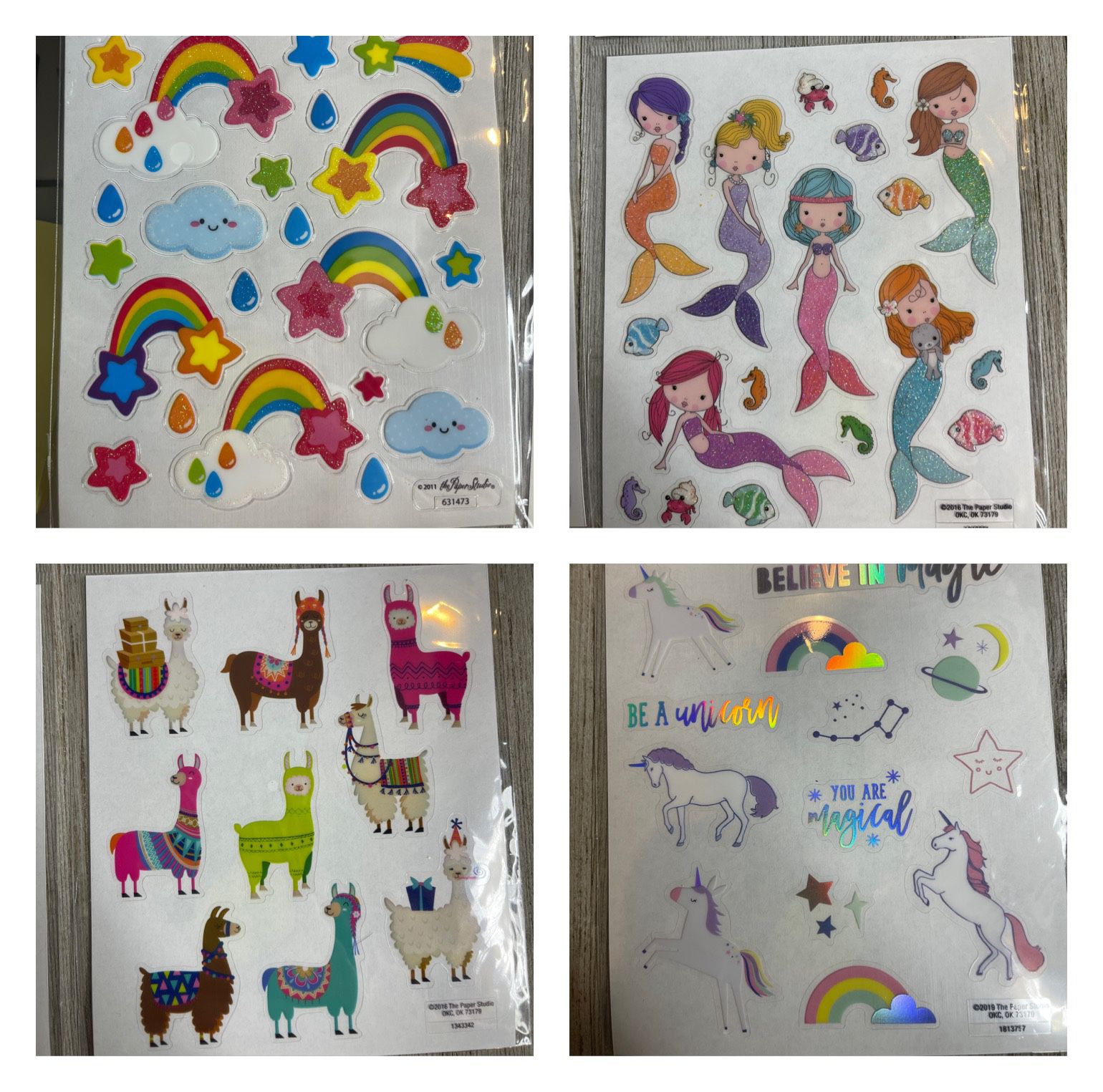 Scrapbook Stickers LOT (20) Neon, Unicorns, Mermaids, Rainbow
