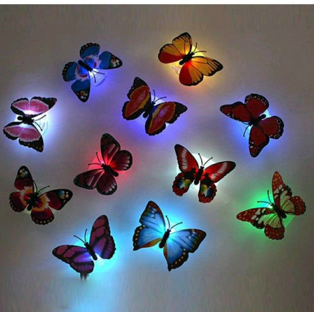 12 packs LED Flashing Lamp Butterflies Night Light Butterfly Decoration