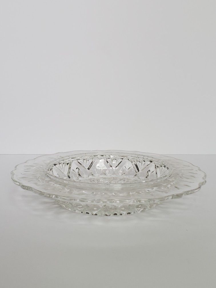 Scalloped Depression glass shallow bowl