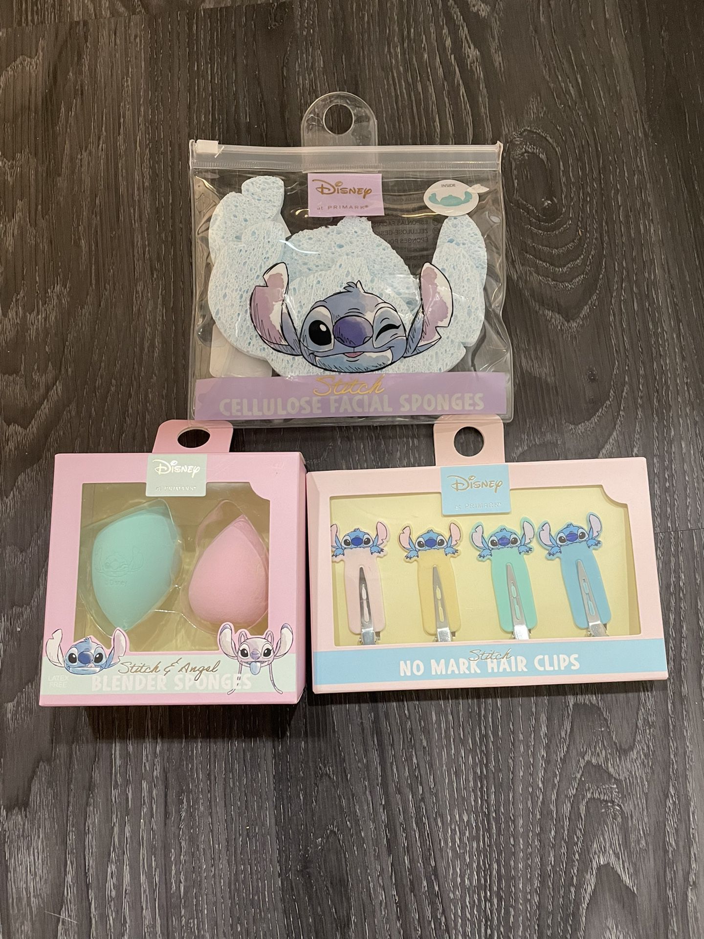 NWT Lilo And Stitch Blender Sponges, Hair Clips, And Facial Sponges 